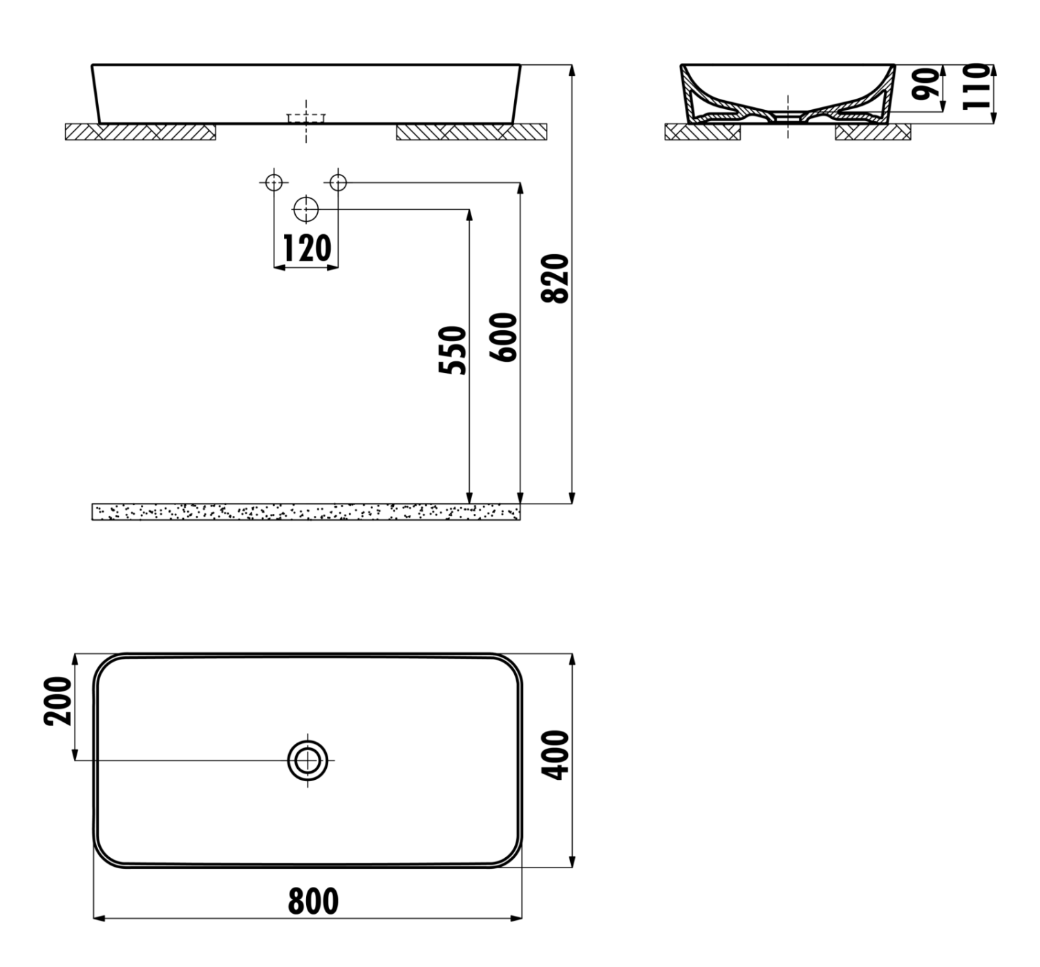 Раковина Creavit Ultra UL080-00CB00E-0000 80 см белый глянцевый