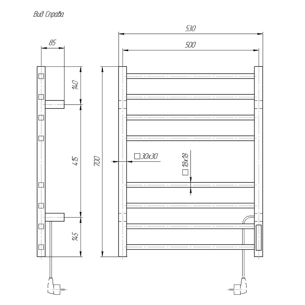 Полотенцесушитель электрический Domoterm Квадро DMT 109-S П8 50x70 TBOX EK с таймером, хром