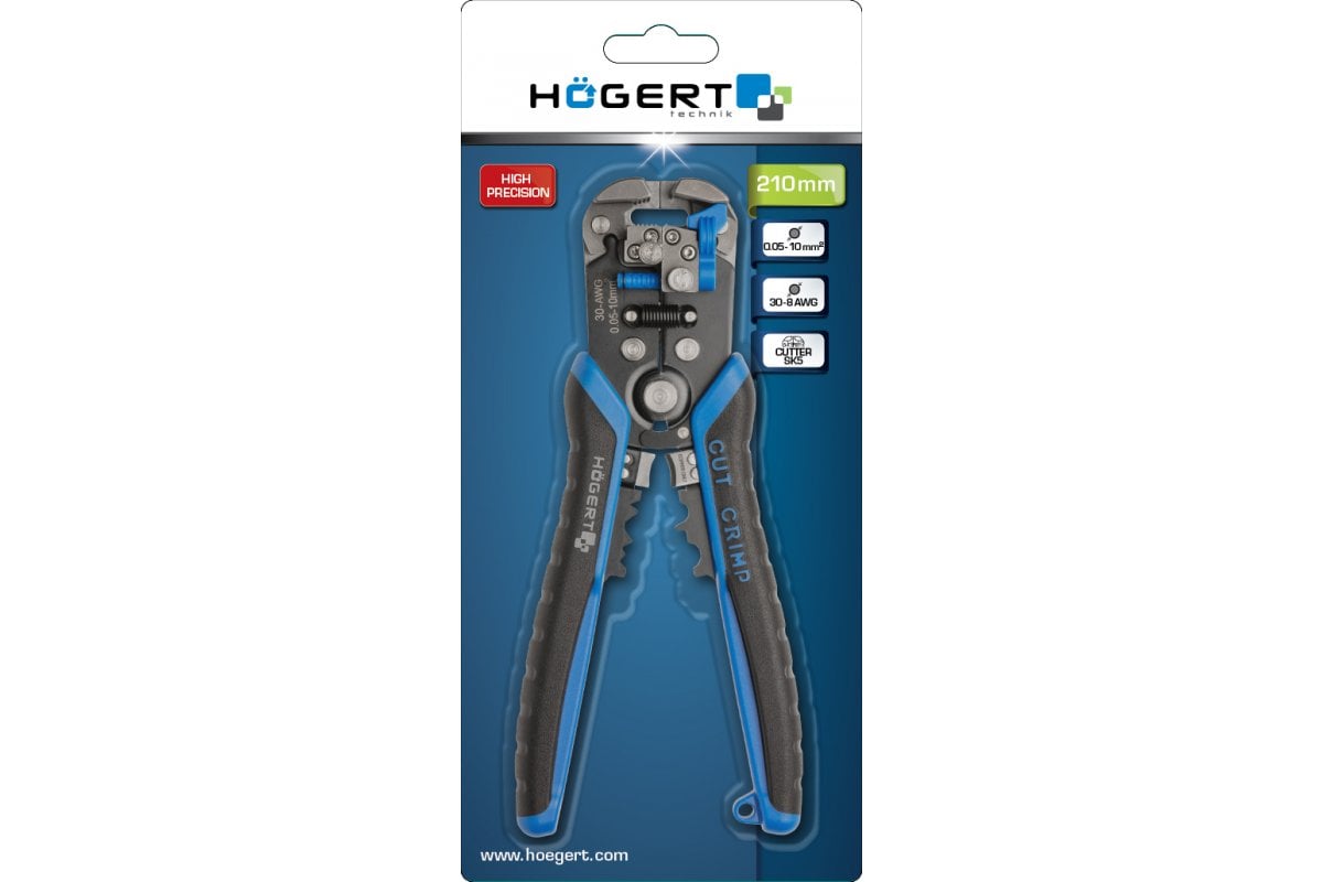 Автоматические клещи для зачистки проводов Hoegert Technik с диапазоном от 0.05 до 10.0 мм2 HT1P182