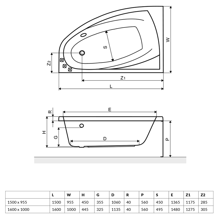 Акриловая ванна Excellent Aquaria Comfort 160x100 R