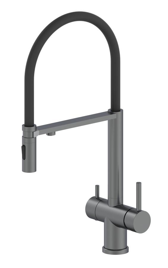 Смеситель для кухни Oliveeka OL-458009-BGM с подкл. к фильтру, оружейный металл