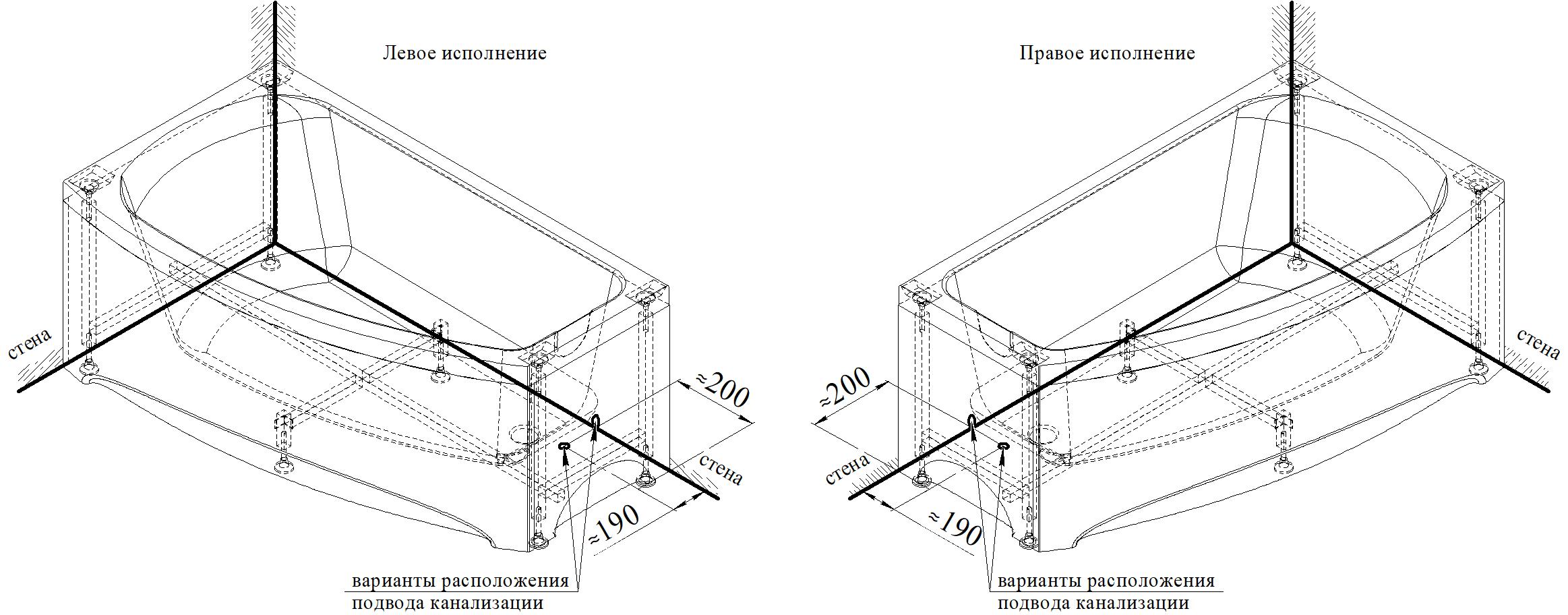 Акриловая ванна Ваннеса Мэри 140x80 см правая