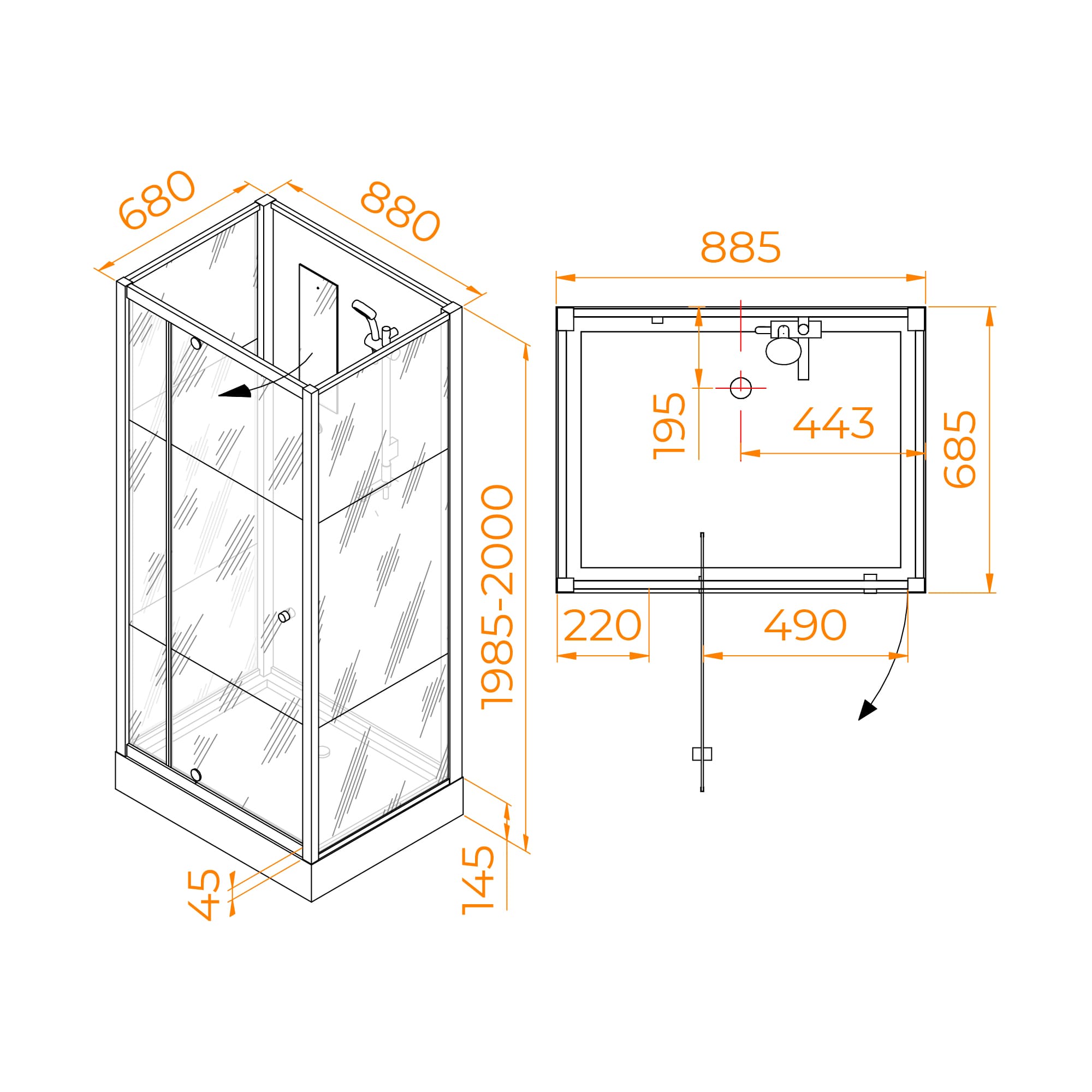 Душевая кабина RGW AN-207B 70x90 черный профиль