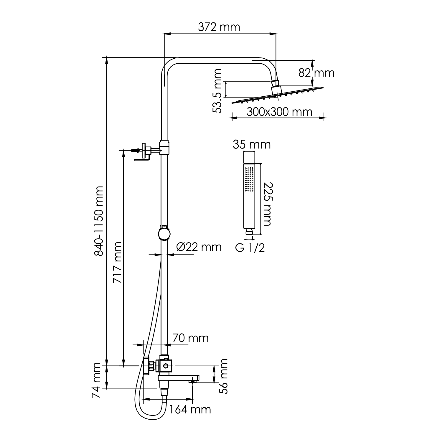 Душевая стойка WasserKRAFT A299.162.218.BM Thermo с термостатом, черный