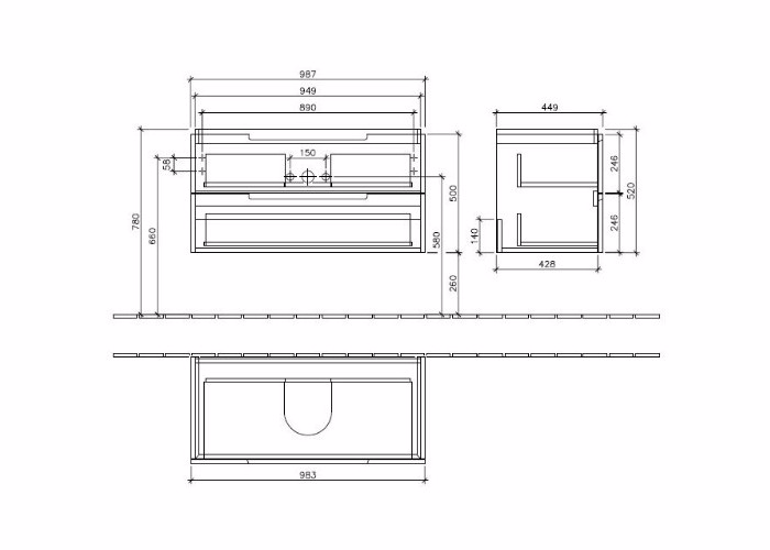 Мебель для ванной Villeroy&Boch Subway 2.0 80 см дуб графит