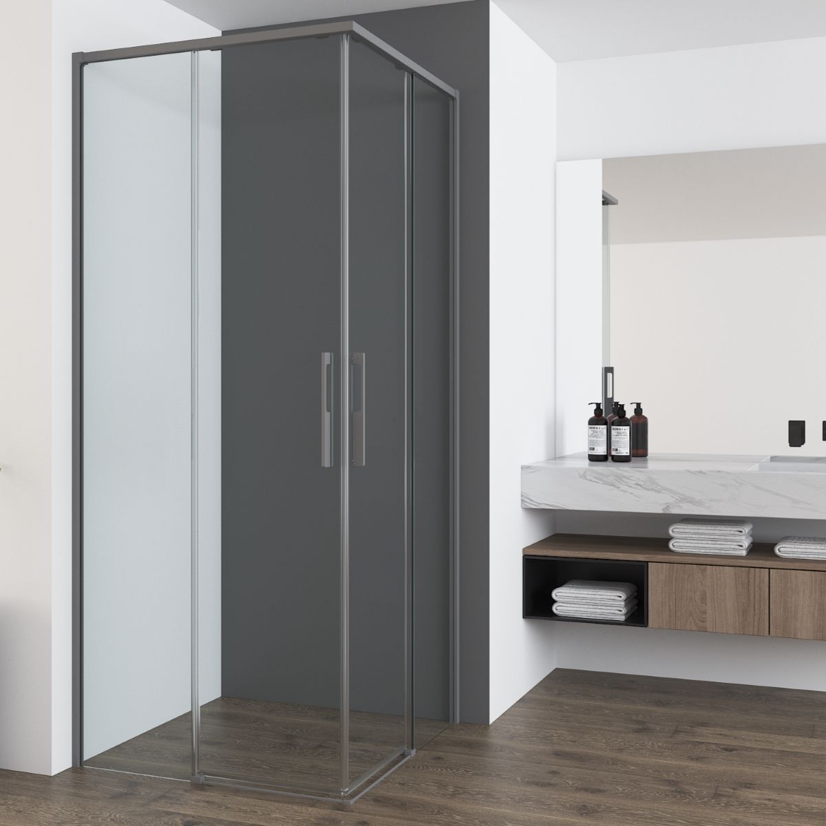 Душевой уголок Vincea Ultima VSS-7UL9010CLGM 90x100 вороненая сталь, прозрачное