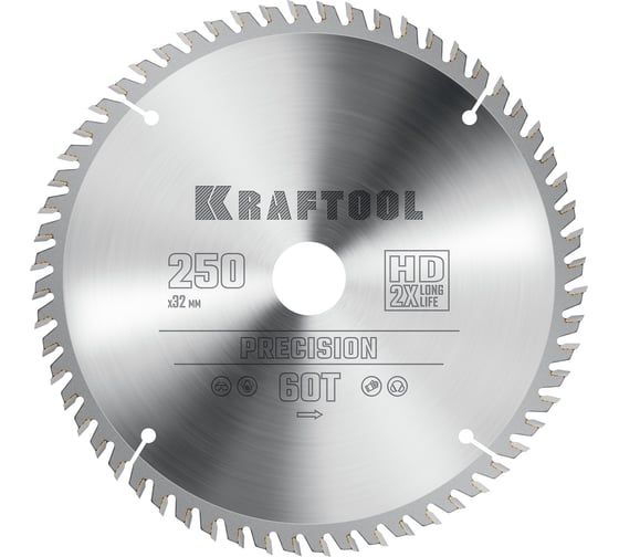 Диск пильный по дереву Kraftool Precission 250x32 мм, 60Т 36952-250-32
