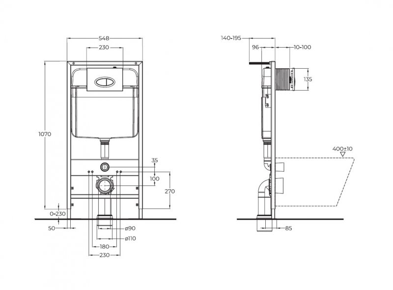 Подвесной унитаз Cezares Stylus CZR-513-TH-R/CZR2316SC/BB026/BB051CR комплект 4в1