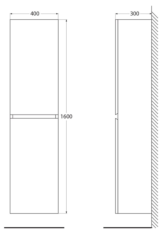 Шкаф пенал Cezares Molveno 40 см Noce Chiaro MOLVENO-1600-2A-SC-NC