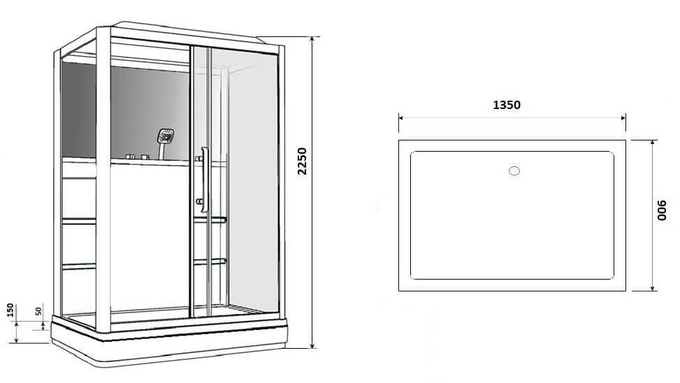 Душевая кабина Grossman GR-128R 90x135, белый, R