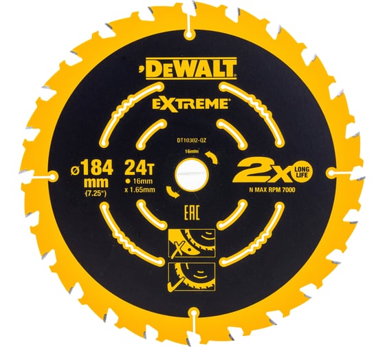 Диск пильный по дереву (184х16 мм) DeWalt DT 10302