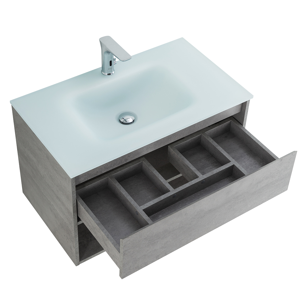 Мебель для ванной BelBagno Kraft 80 см 1 ящик, полка Cemento Grigio