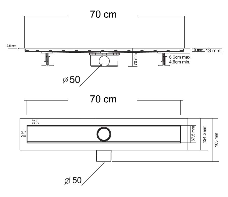 Душевой лоток Vincea Say Optima Blok SAY.601.70.B.M.S.BLOK 70 см, матовый черный