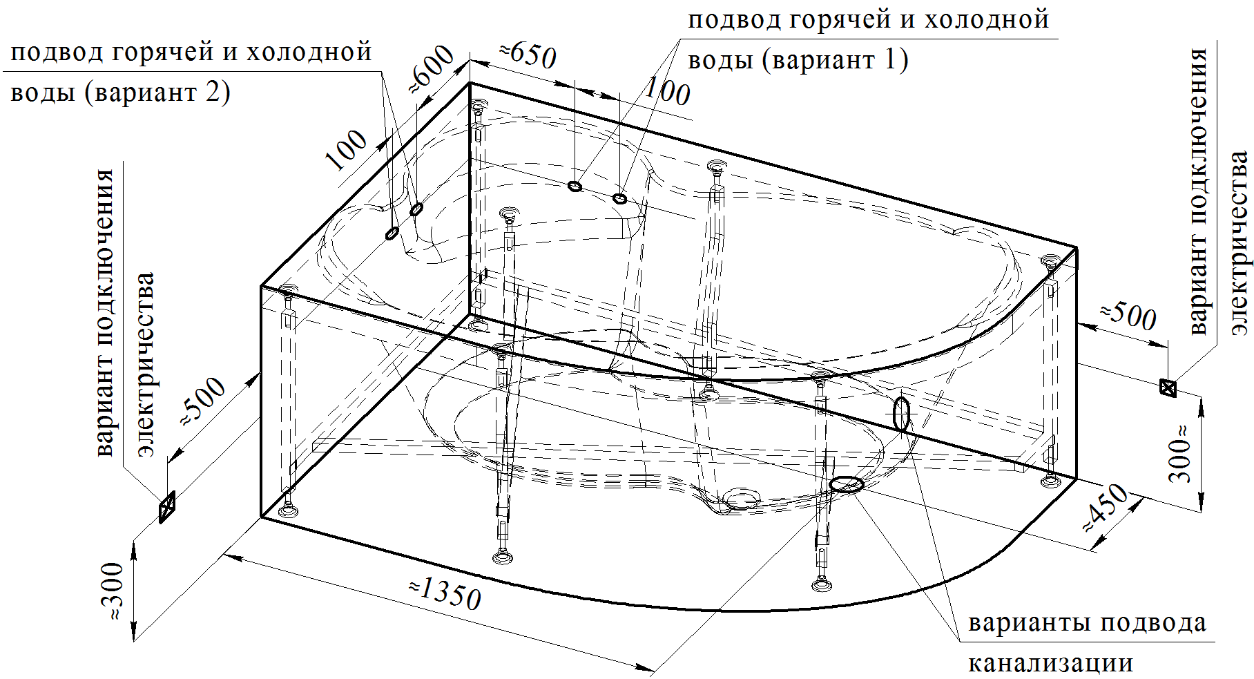 Акриловая ванна Ваннеса Ирма 169х110 см R