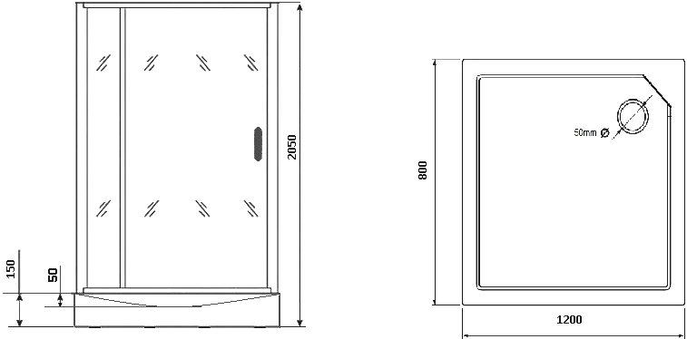 Душевая кабина Grossman GR272QR 120x80 черный, правая