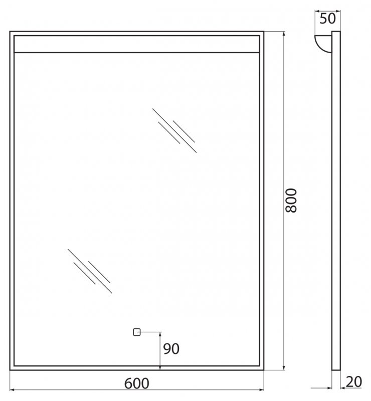 Зеркало BelBagno SPC-UNO-600-800-TCH 60x80 см, с подсветкой