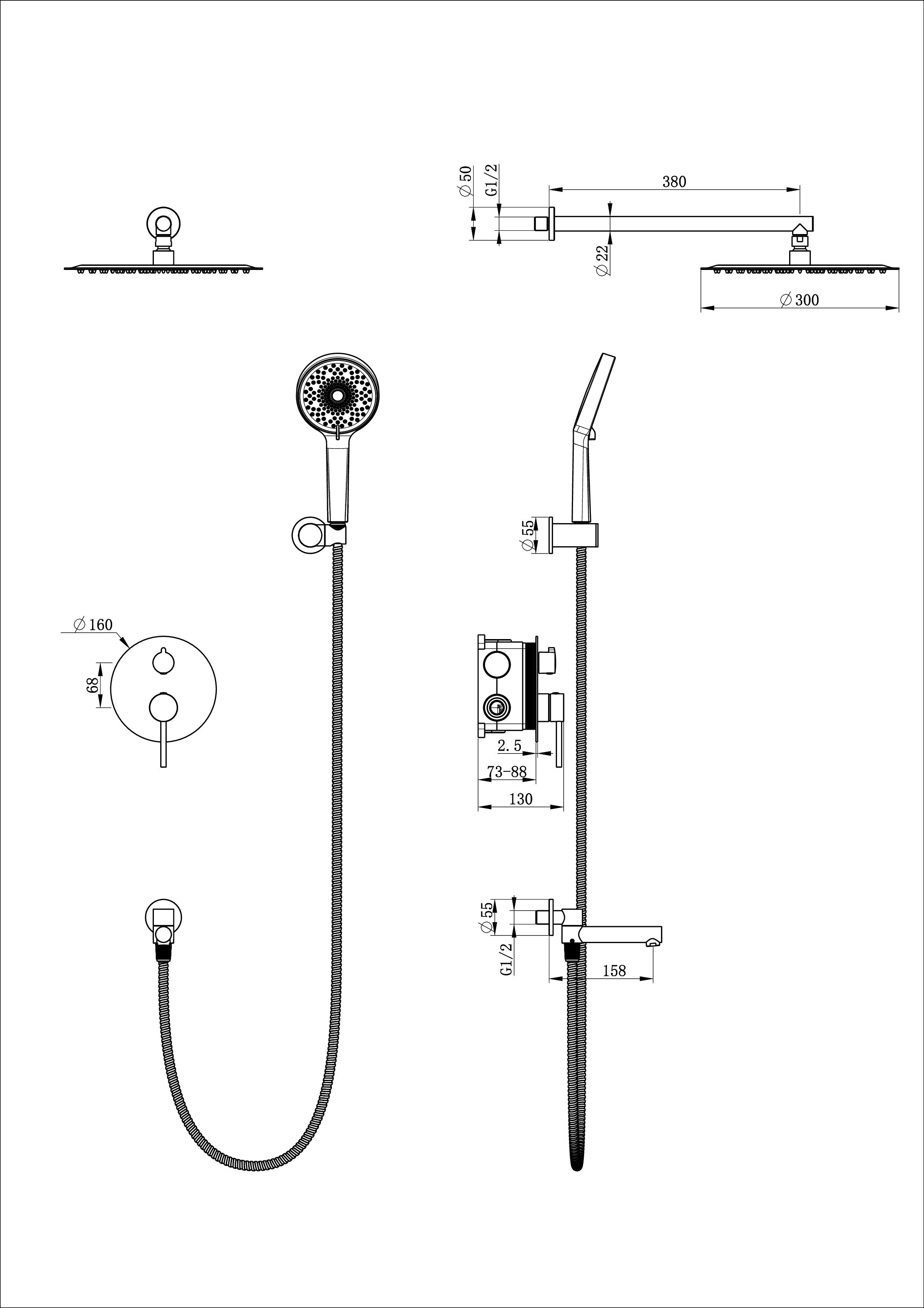 Душевой набор Wonzon&Woghand Stick WW-88939017-BN брашированный никель