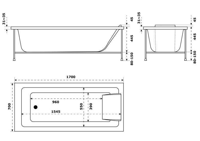 Акриловая ванна Jacob Delafon Sofa 180x80 см