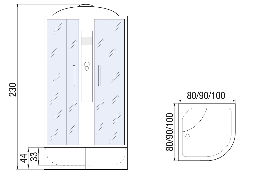 Душевая кабина River Desna XL 90/44 MT 90x90 матовая, 10000006137