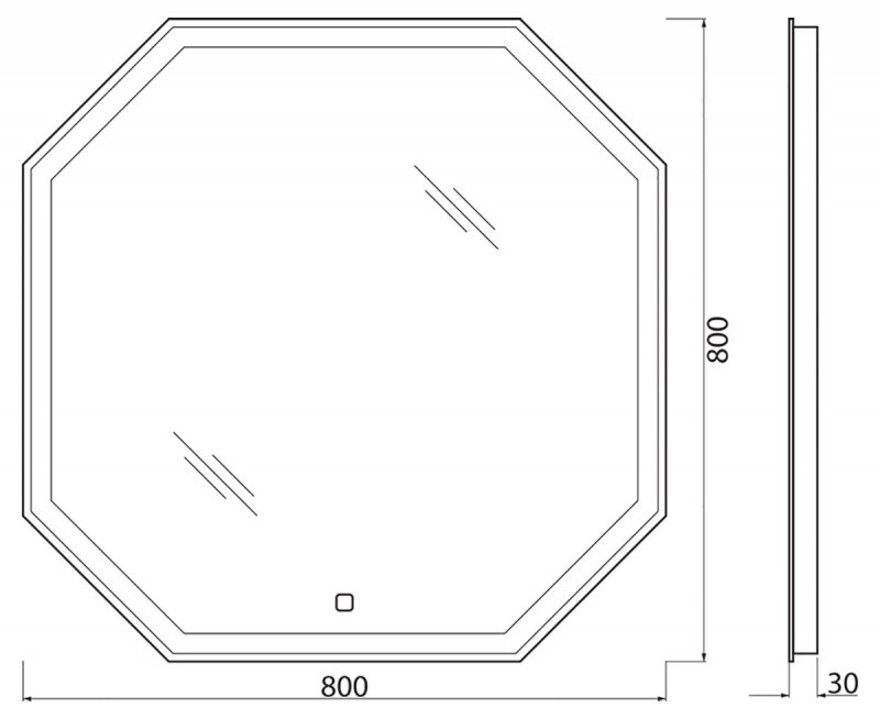 Зеркало BelBagno SPC-OTT-800-800-LED-TCH-WARM 80x80 см антипар