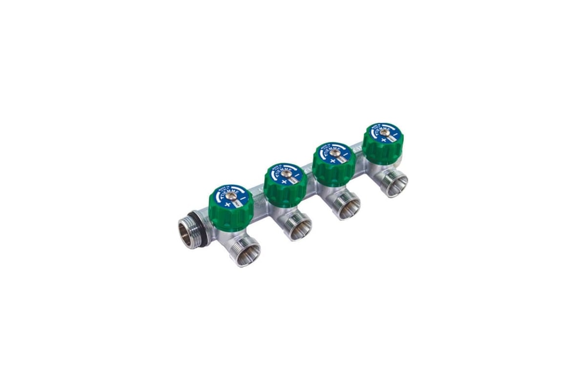 Коллектор Tiemme 4 отвода, регулируемый 3/4"х3/4(18) евроконус Maxima Corner (никель) 1850009 / 1871K