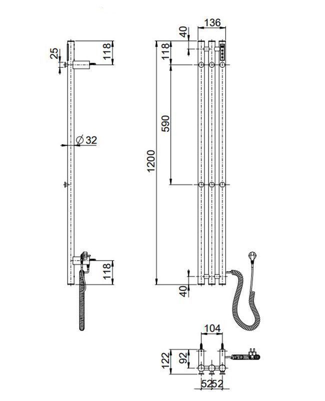 Полотенцесушитель электрический Wonzon&Woghand Kassel WW-AL72312-BGM темный графит
