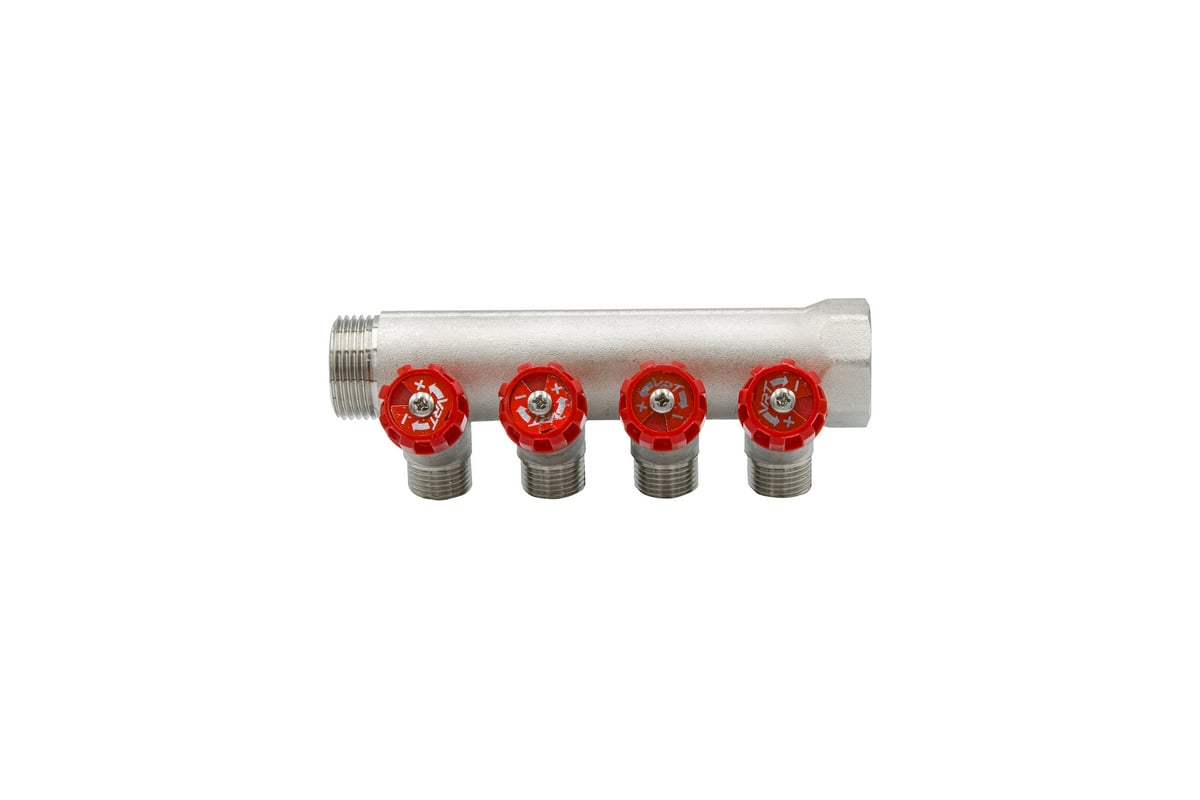 Коллектор VRT 1"x1/2", с регулировочными вентилями, 4 выхода 524075