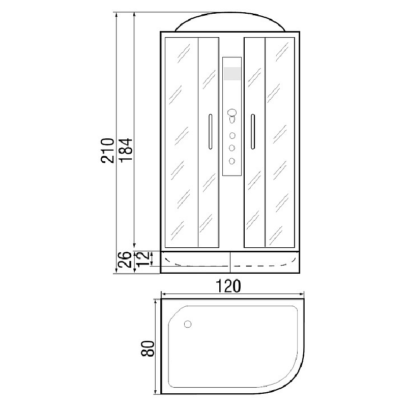 Душевая кабина River Nara 120/80/24 МТ 120x80 белый, матовое, L