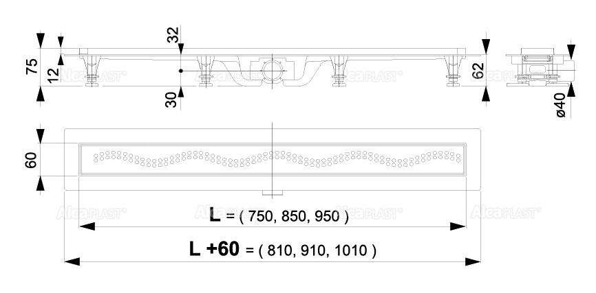 Душевой лоток Alcaplast Simple APZ8-750M 75 см, с решеткой, хром