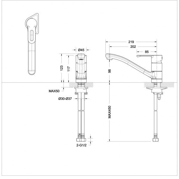 Смеситель для кухни Bravat Stream-D F737163BM-1 черный матовый