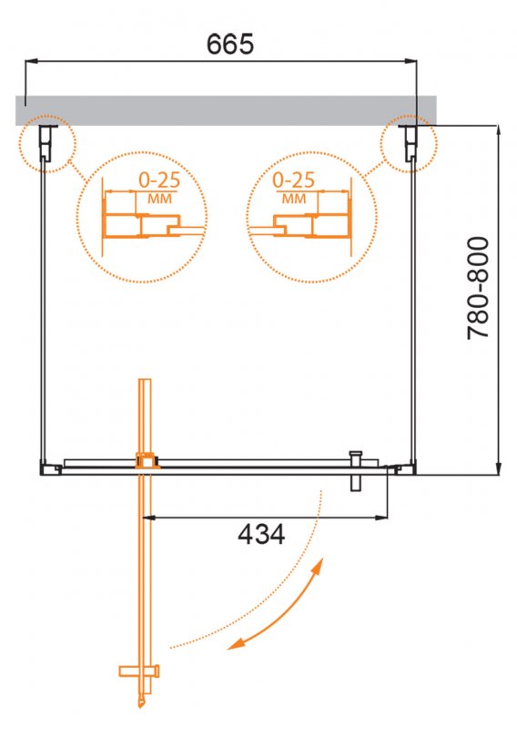 Душевой уголок Cezares MOLVENO-BA2-70/80-C-Cr-IV 70x80 прозрачный