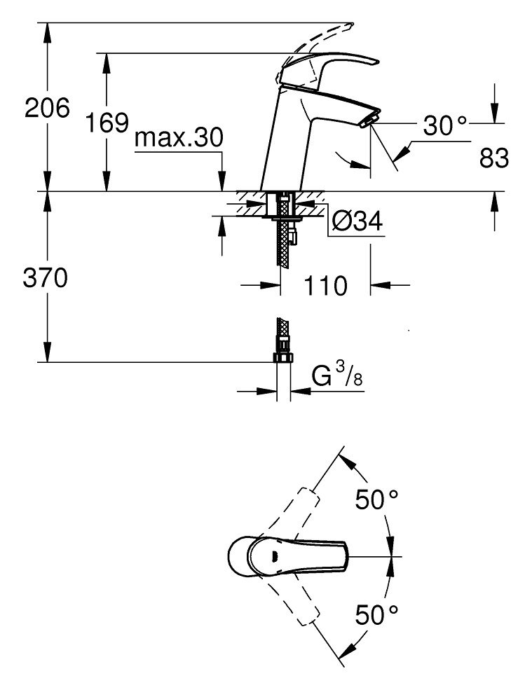 Смеситель для раковины Grohe Eurosmart 23324001