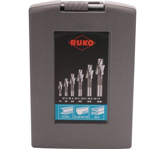 Набор цековок 180 градусов, М3-M10, HSS-G, DIN373, 6 шт RUKO 102450RO