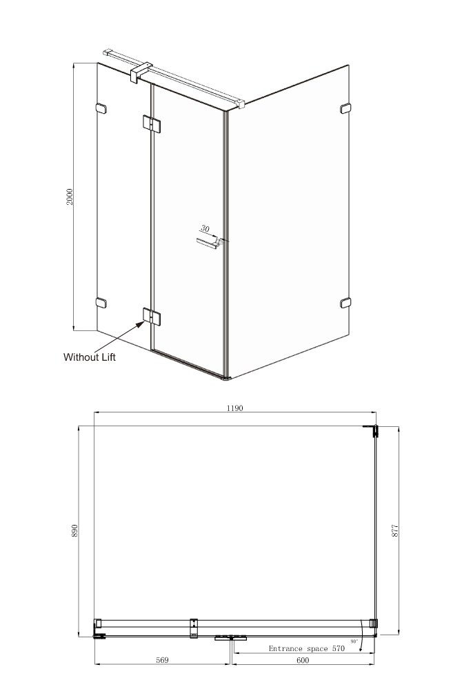 Душевой уголок Ambassador Abner 120x90 10011104L прозрачный, хром, L