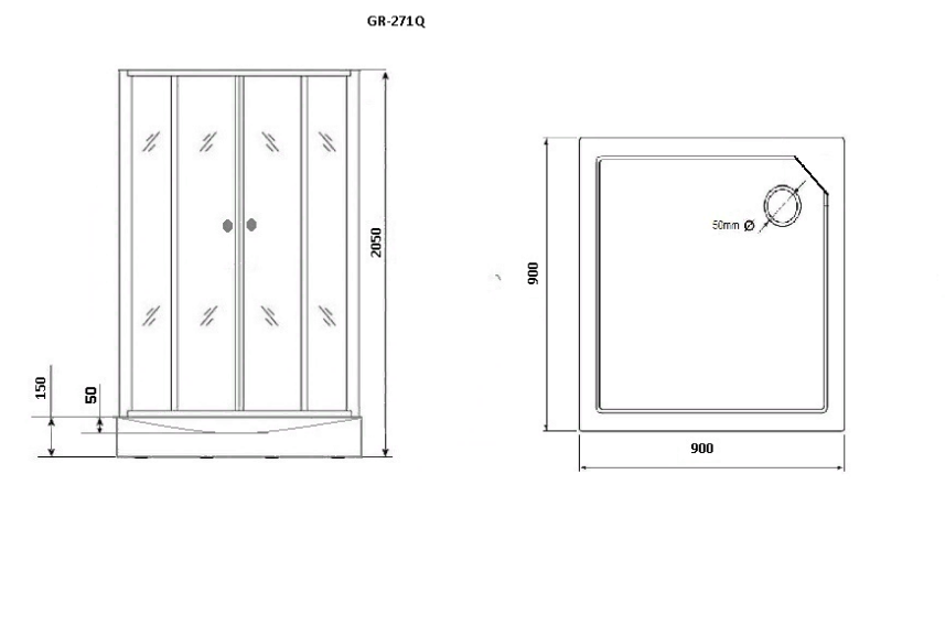 Душевая кабина Grossman GR270QR 100x100 черный