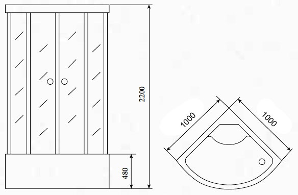 Душевая кабина Timo Lux T-7700 100x100, с г/м, прозрачные стекла, хром