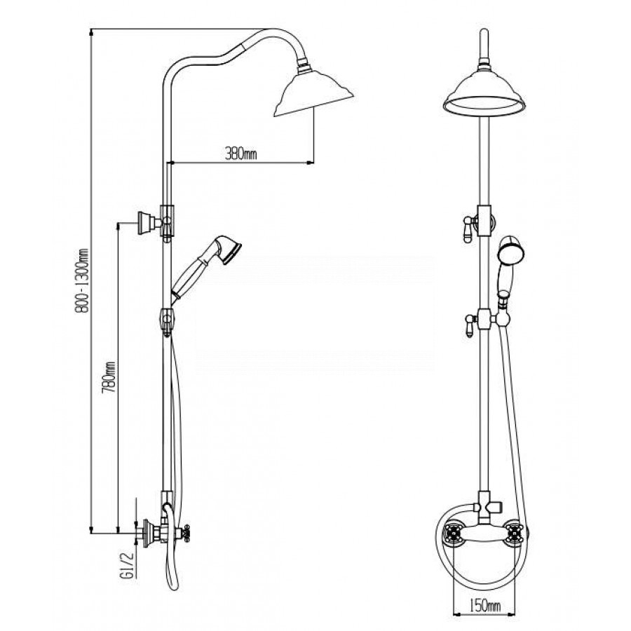 Душевая стойка Cerutti SPA CK-B121 черный