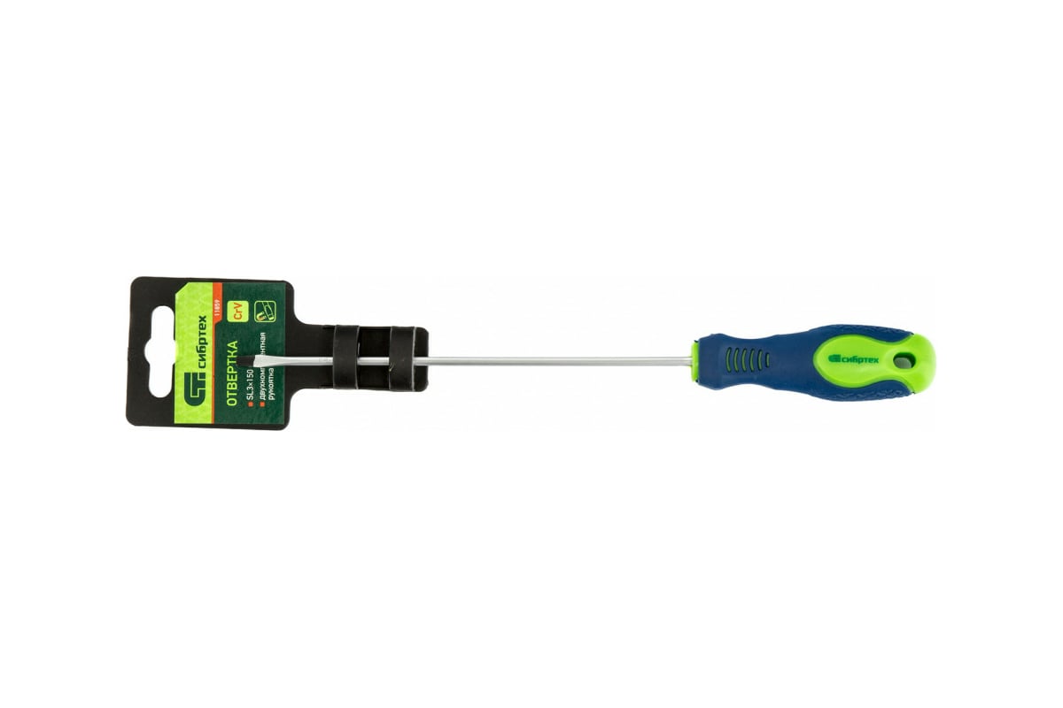 Отвертка Сибртех SL3x150 мм, CrV, 2-х компонентная рукоятка 11859