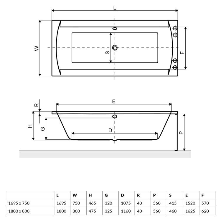 Акриловая ванна Excellent Crown 180x80