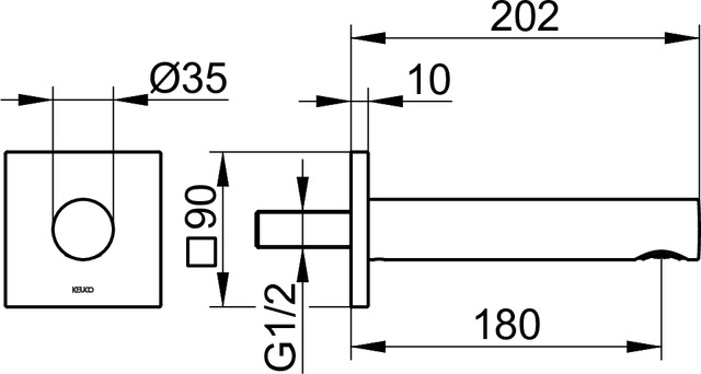 Излив для ванны Keuco IXMO 59545010102 202 мм, хром