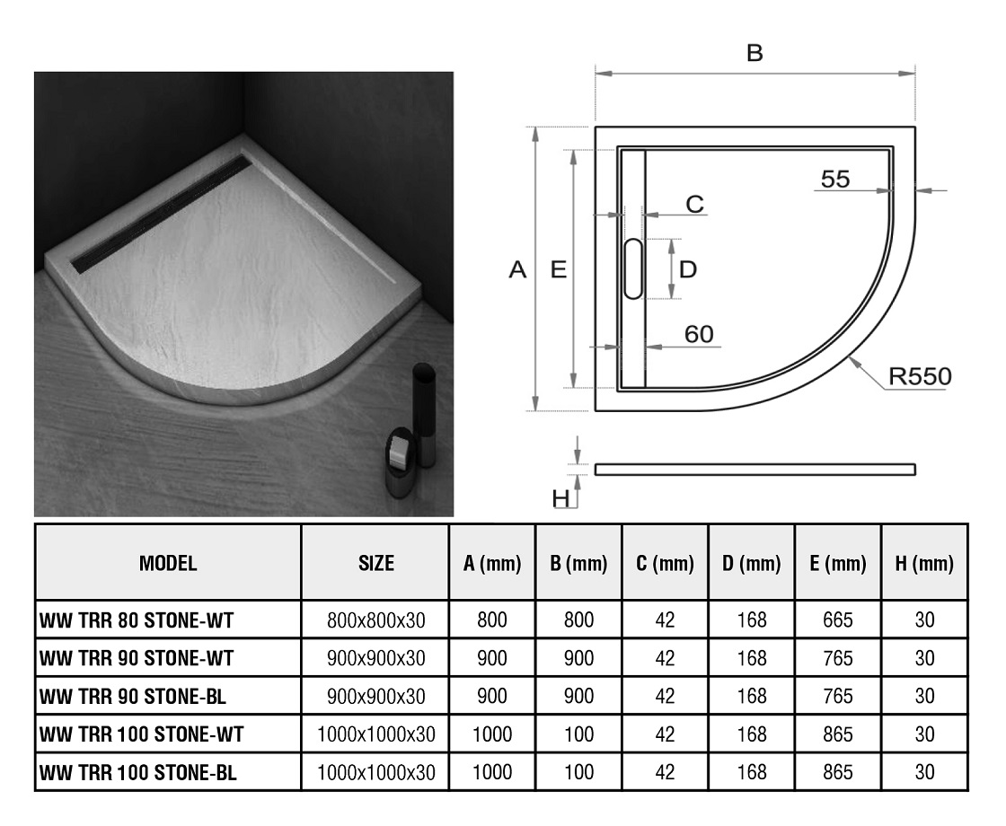 Поддон для душа WeltWasser TRR Stone-WT 80x80 белый