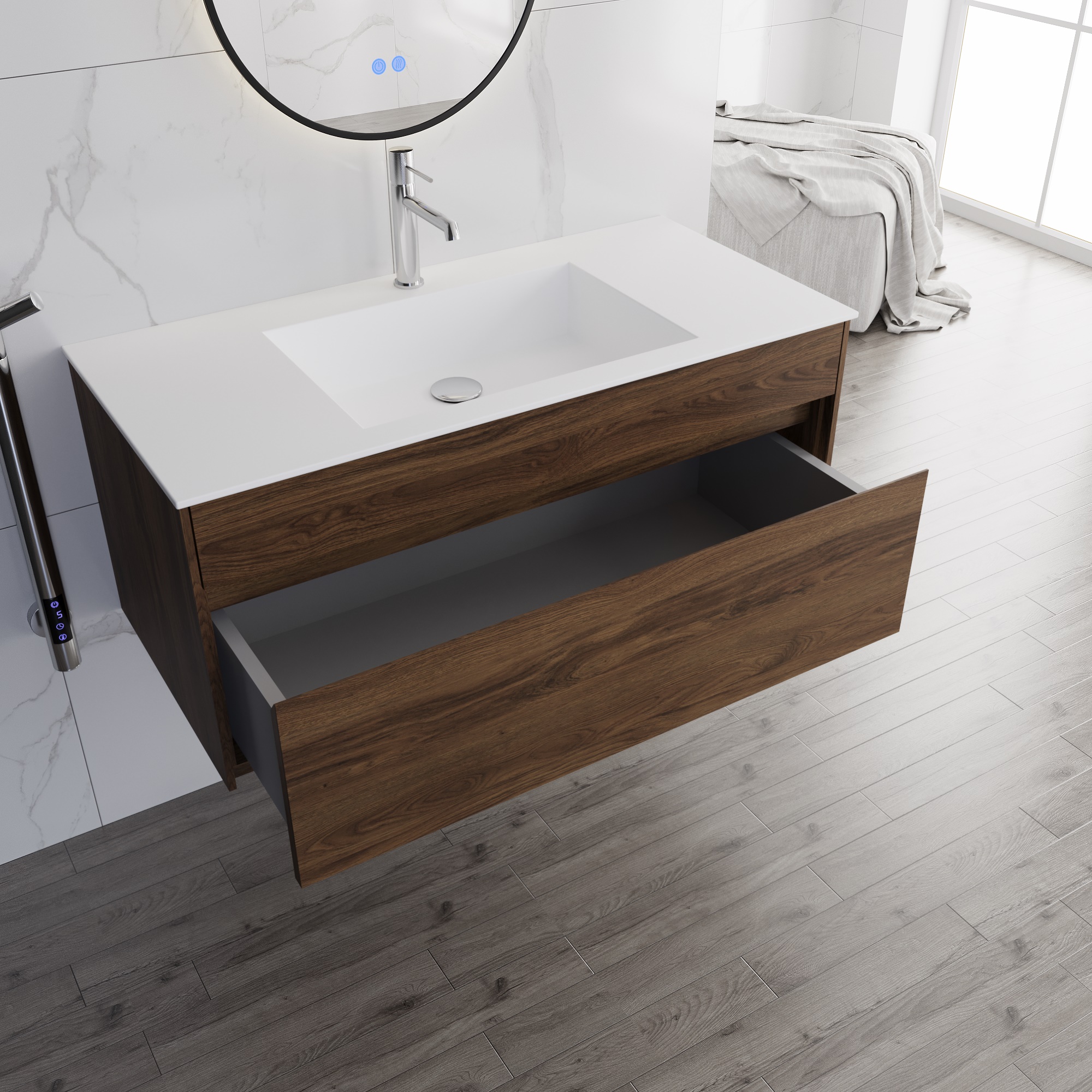 Тумба с раковиной Vincea Chiara 100 см 1 ящик, C.Oak