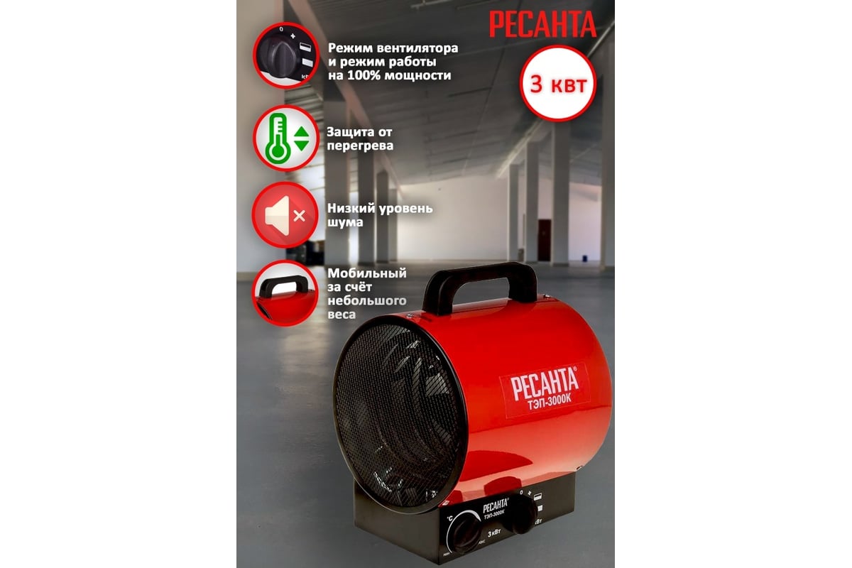 Электрическая тепловая пушка Ресанта ТЭП-3000К 67/1/8