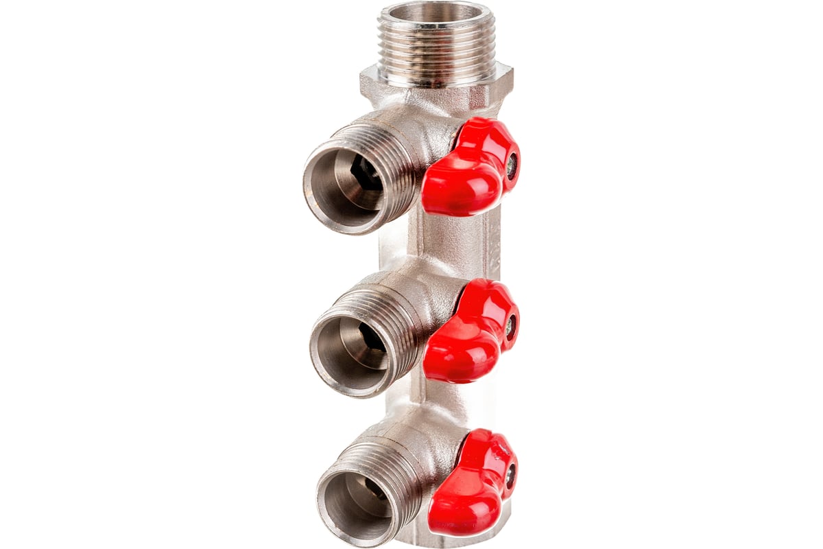 Коллектор с отсекающими кранами (плоскость) PRO AQUA 3/4, 3 х 1/2 V100.03-m20-f20