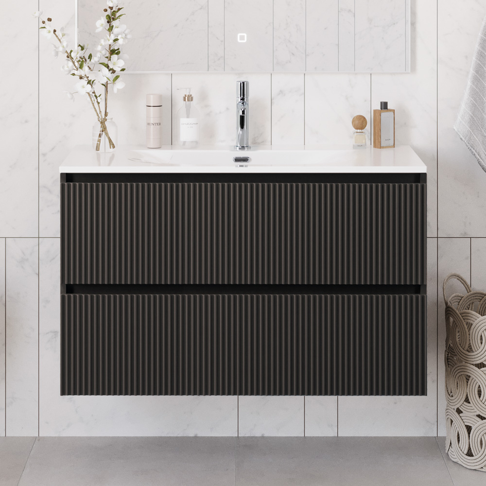 Тумба с раковиной BelBagno Uno 100 см Темно-серый матовый
