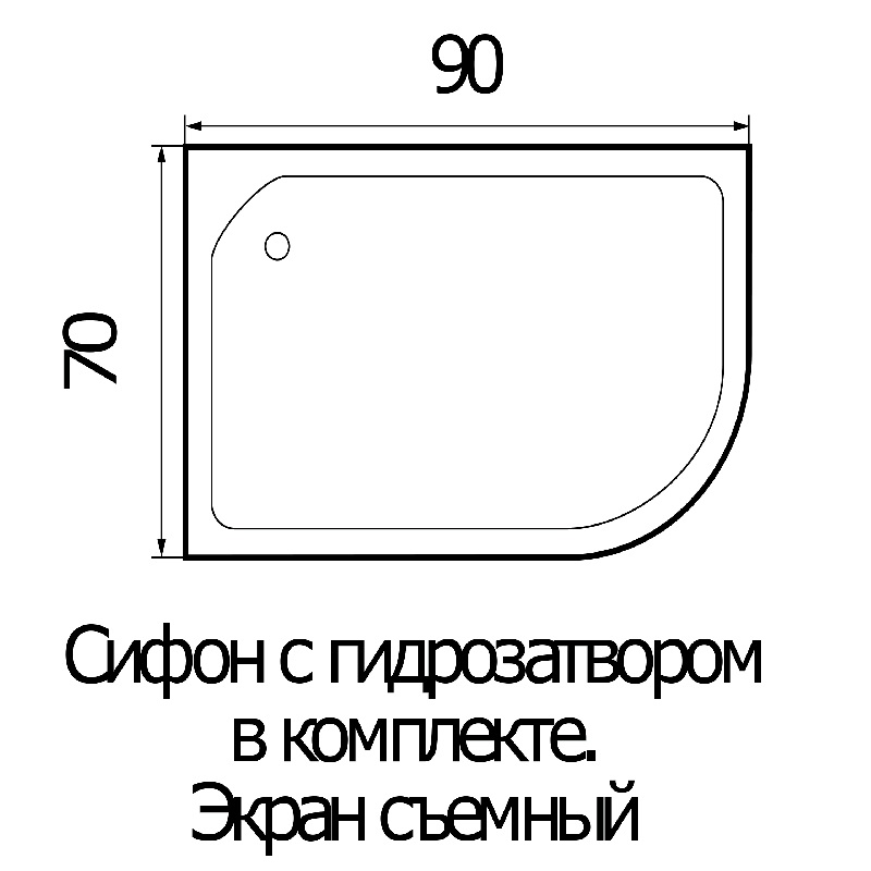 Поддон для душа Wemor 90/70/24 R 90x70 правый