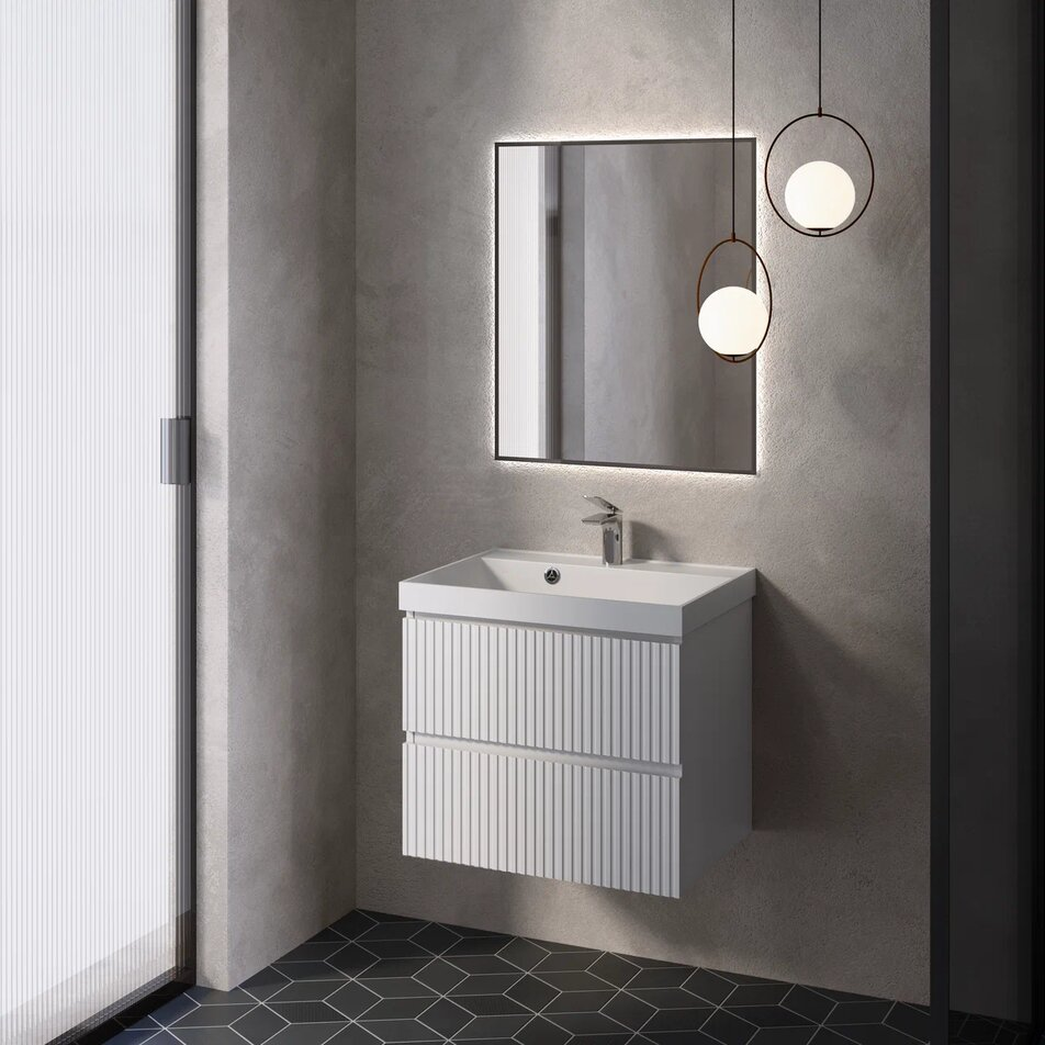 Тумба с раковиной AQUAme S1 60 см белый глянец