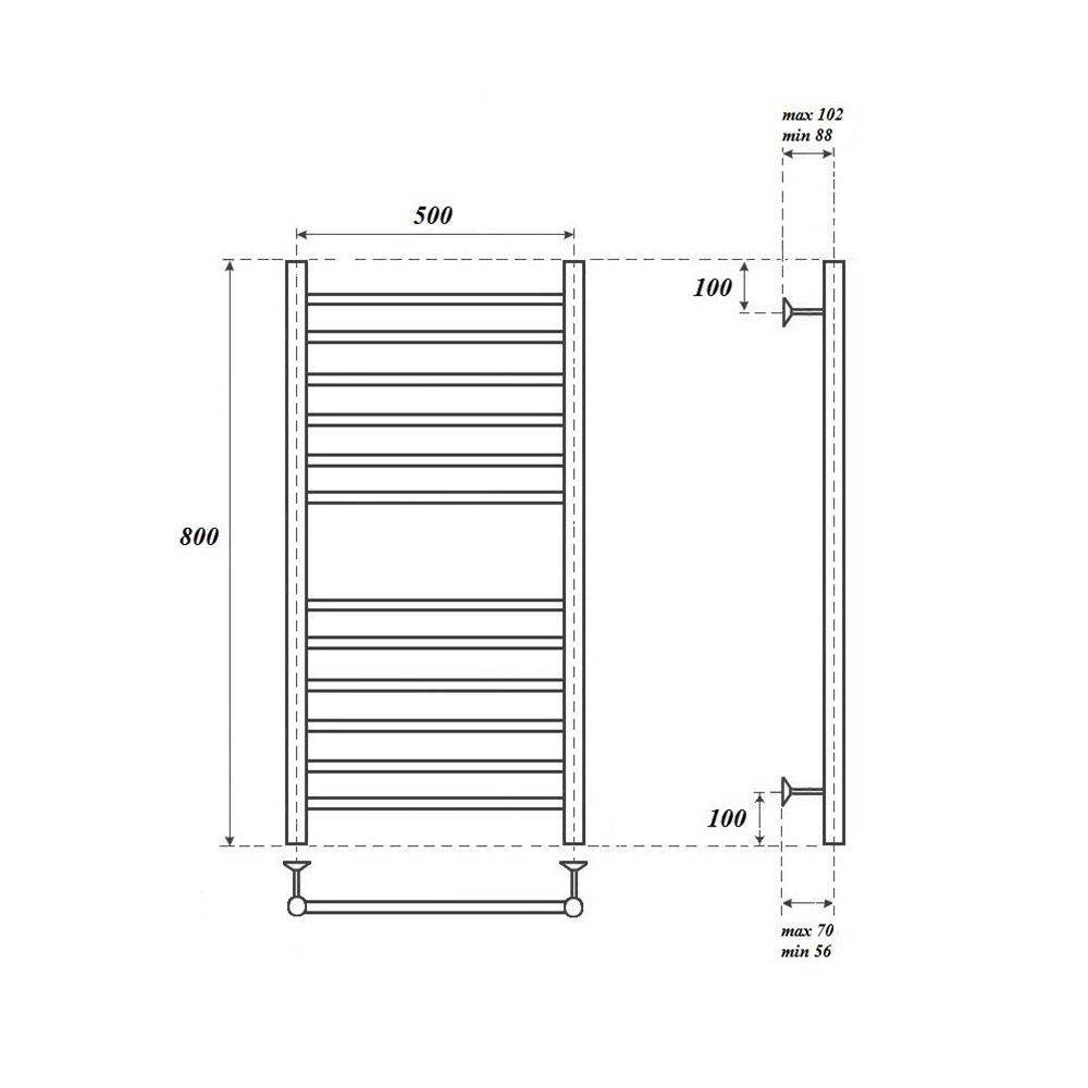 Полотенцесушитель водяной Point PN10158S П12 50x80, хром