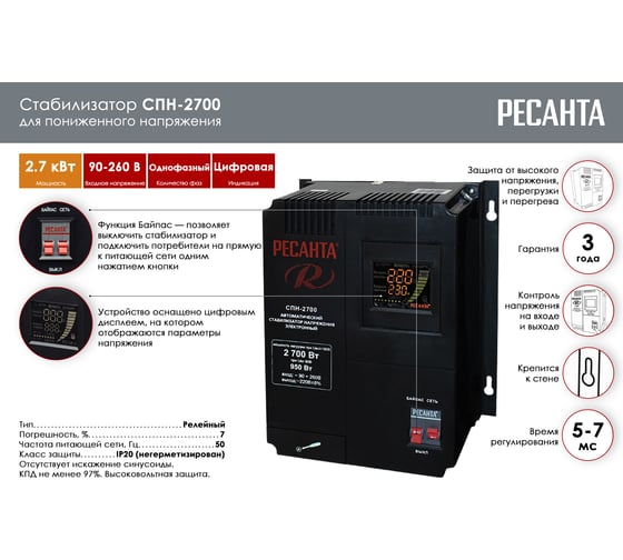 Стабилизатор Ресанта СПН 2700