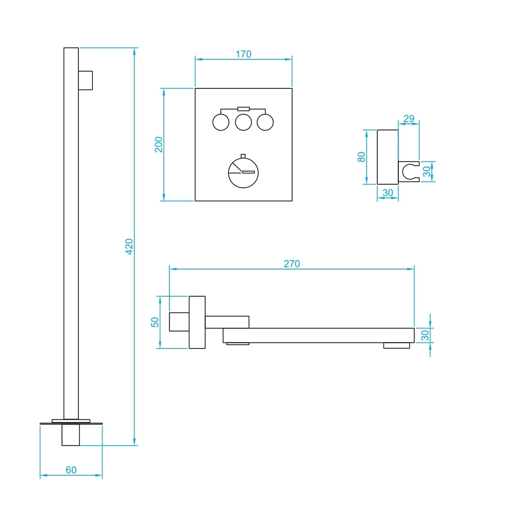 Душевой набор RGW Shower Panels SP-370 встраиваемый, хром